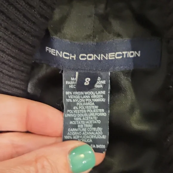 Beautiful gray and black wool French Connection button down/zipper coat size 8! - Picture 3 of 11